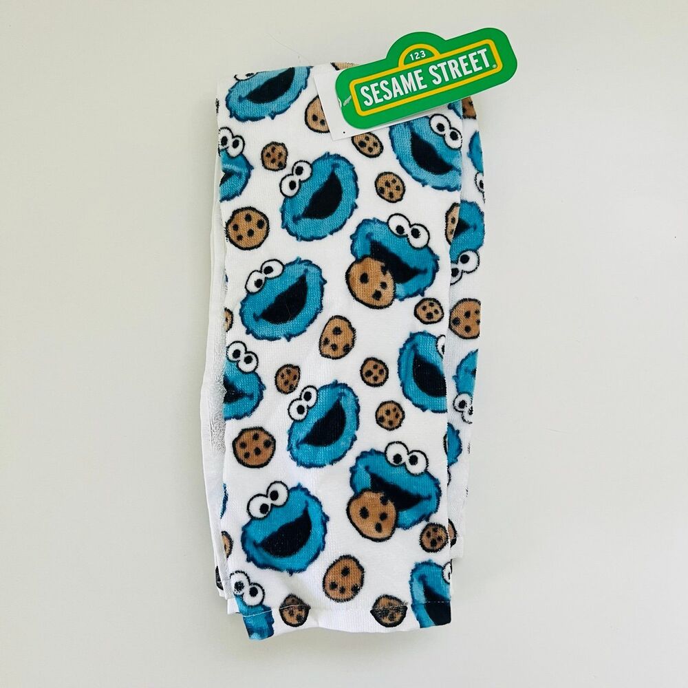 SESAME STREET Blue White Cookie Monster Kitchen Towels, Set of 2